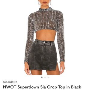 Superdown Sequin Embellished silver Crop Top